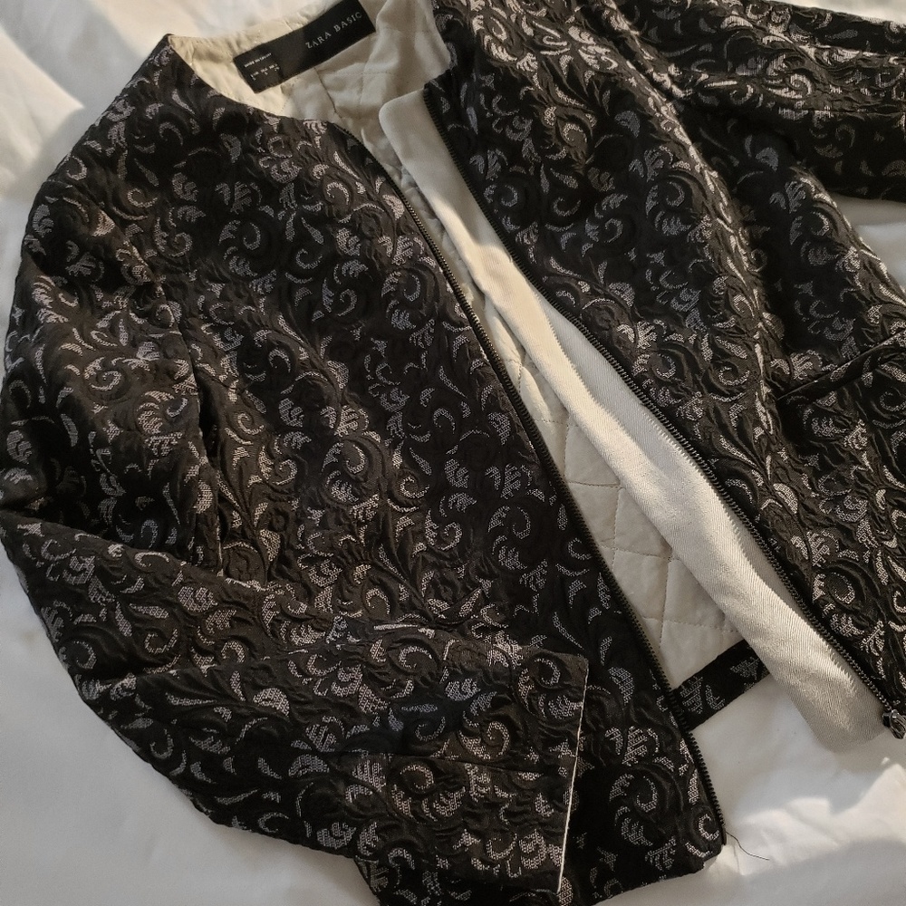 Zara Brocade Zip up Jacket